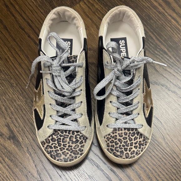 Golden Goose Black and White Sneakers with Silver Laces - Picture 1 of 4